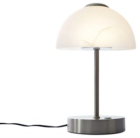 Lampă de masă de design din oțel cu sticlă opal incl. LED cu dimmer - Joya