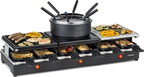 Klarstein Fonduelette XL, 3 în 1 raclette grill & fondue, piatră naturală, 1650 W, 6 persoane