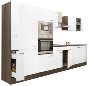 Mobilier de bucătărie Yorki 360, corp din stejar Yorki, față alb satinat, dulap cu raft