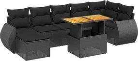 vidaXL Set mobilier de grădină cu perne, 8 piese, negru, poliratan