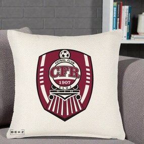 Perna Personalizata CFR Cluj Fotbal Club 1907, 40x40 cm, Crem Reliefat, Husa Detasabila, Perna Inclusa, BEKZ®