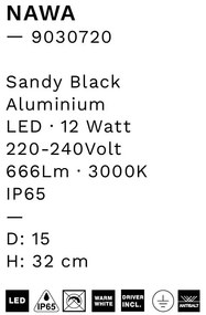 Tarus LED modern iluminat exterior ambiental IP65 NAWA H-32cm