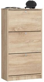 Dulap depozitat incaltaminte, pantofar, placa laminata, 3 sertare, stejar, 60x28.5x113 cm