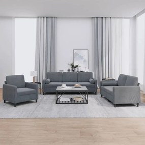 vidaXL Set canapea cu perne, 3 piese, gri închis, catifea
