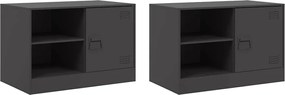 vidaXL Dulapuri TV, 2 buc., negru, 67x39x44 cm, oțel
