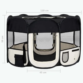 Tarc de caini pliabil cu sac de transport, negru, 110x110x58 cm Negru, 110 x 110 x 58 cm