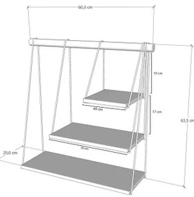 Etajeră de perete ZIHON 63,5x60 cm neagră/maro