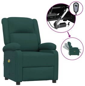 3098364 vidaXL Fotoliu de masaj electric, verde închis, material textil