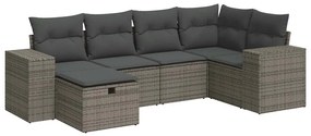 3325686 vidaXL Set mobilier grădină cu perne, 6 piese, gri, poliratan