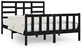 3107617 vidaXL Cadru de pat, negru, 140x200 cm, lemn masiv de pin