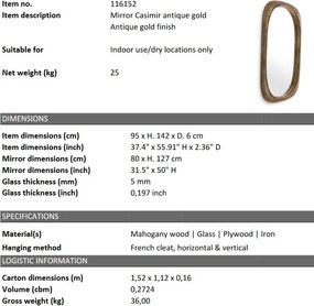 Oglinda decorativa design vintage Casimir 95x142cm