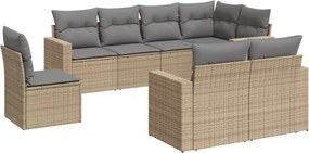 vidaXL Set canapele de grădină, 8 piese, cu perne, bej, poliratan