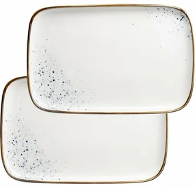 Mäser Set tavă din 2 piese Pintar Puncte albastrealbe 30 x 20 x 2 cm, L