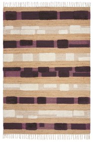Covor mov/în culoare naturală țesut manual din amestec de iută 120x170 cm Medina Blocks – Flair Rugs