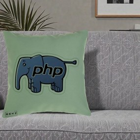 Perna Personalizata PHP Elephant, 40x40 cm, Verde, Husa Detasabila, Perna Inclusa, BEKZ®