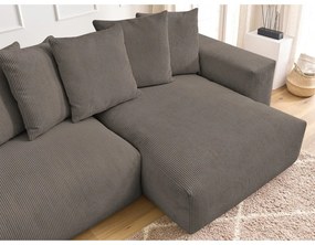 Colțar taupe extensibil/cu spațiu de depozitare cu tapițerie din catifea reiată Voltaire – Bobochic Paris