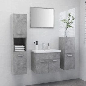 3071094 vidaXL Set mobilier de baie, gri beton, lemn prelucrat