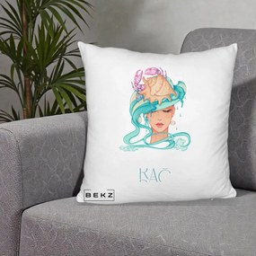Perna Personalizata Zodie Rac, 40x40 cm, Alb Pufos, Husa Detasabila, Perna Inclusa, BEKZ®