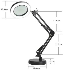 Lampă de masă Platinet Magnify 10 W, lupă, negru