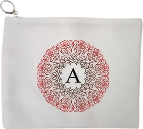Portfard Cosmetice tip Plic, Cu litera A si Mandala, 23x18 cm, Alb, BEKZ®