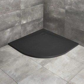 Cadita dus compozit semirotunda Radaway Kyntos A 90x90 cm negru