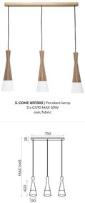 Lustra suspendata din lemn design modern Cone maro