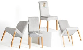 Restilo Husă pentru scaun Sento argintiu, 48 x 48x 58 + 10 cm, set de 4 bucăți