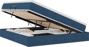 vidaXL Pat cu saltea și spațiu de depozitare albastru 160 x 200 cm