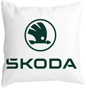 Perna Decorativa Patrata Skoda, 40x40 cm, Alba, Mata, Husa Detasabila, Burduf