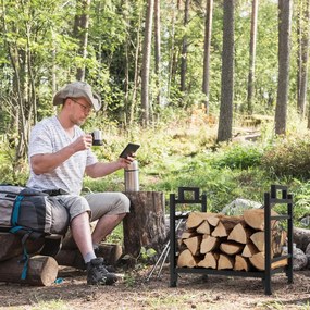 SLN2 - Suport Lemne pentru semineu, gril gradina - Negru