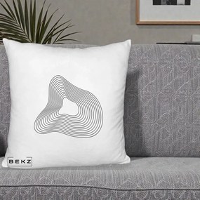 Perna Decorativa Abstract Linii Organice, 40x40 cm, Alb Pufos, Husa Detasabila, Perna Inclusa, BEKZ®