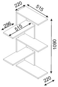 Etajeră de colț CANIKO 109x51,5 cm albă