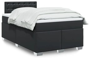 vidaXL Pat continental cu saltea, negru, 120x200 cm, piele ecologică