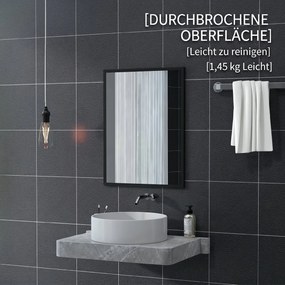 HOMCOM Oglindă Dreptunghiulară de Perete cu Cârlige, Sticlă și MDF, 60x80 cm, Negru | Aosom Romania