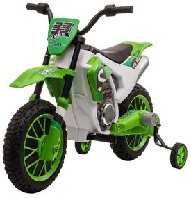 Motocicleta de Cros Electrica HOMCOM pentru Copii de 3-5 ani, Baterie 12V Reincarcabila 106,5x51,5x68cm, Verde | Aosom Romania