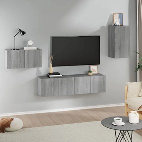 vidaXL Set dulapuri TV, 4 piese, gri sonoma, lemn prelucrat