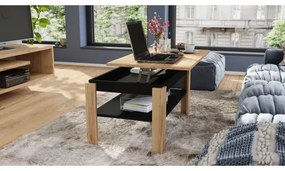 Masă de conferință extensibilă ADEN, blat rabatabil, stejar craft/negru