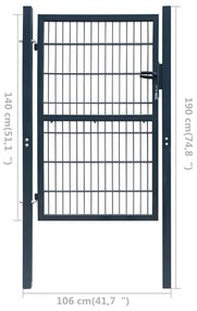Poarta pentru gard 2D (simpla), gri antracit, 106x190 cm Gri, 106 x 190 cm