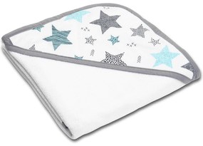 Prosop bebe din bumbac cu gluga 90x90 cm Kidizi All Mint Stars