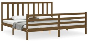 3193879 vidaXL Cadru pat cu tăblie, maro miere, 200x200 cm, lemn masiv