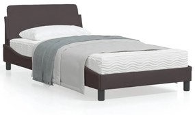 373128 vidaXL Cadru de pat cu tăblie, maro închis, 100x200 cm, textil