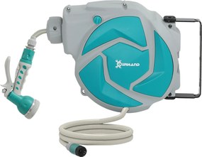 DURHAND Furtun retractabil de perete cu tambur 10+1 m, retractare automată și cap cu 7 funcții, rotativ 180° | Aosom Romania