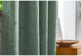 Perdea opaca LOOM VELVET 140x250 cm, verde Agatat: Inele metalice