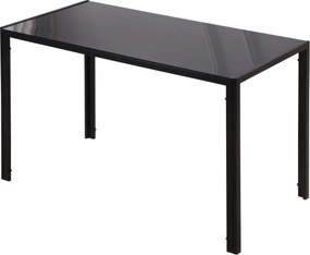 HOMCOM Masă Rectangulară pentru 4 Persoane din Metal și Sticlă Călită, 120x60x75 cm, Negru | Aosom Romania