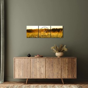 Tablou iarba cu rouă (cu ceas) (90x30 cm)