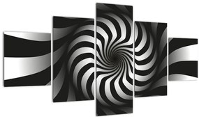 Tablou abstract cu spirala alb neagră (125x70 cm), în 40 de alte dimensiuni noi