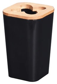Pahar periute 7.3x7.3x11.5 cm, bambus/polimer, negru/natur