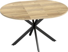 HOMCOM Extendable Dining Table for 4-6, 100-135 cm Industrial Kitchen Table with Butterfly Leaf and X-Shape Base, Round to Oval for Dining Room, Living Room, Natural Wood Finish | Aosom Romania