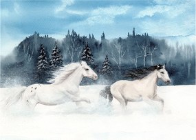 Tablou cu caii pictați (70x50 cm)
