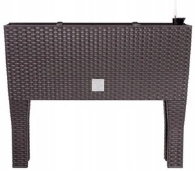 Jardiniera decorativa, cu picioare, sistem irigare, imitatie ratan, maro, 30 L, 60x25x46 cm, Rato Case High